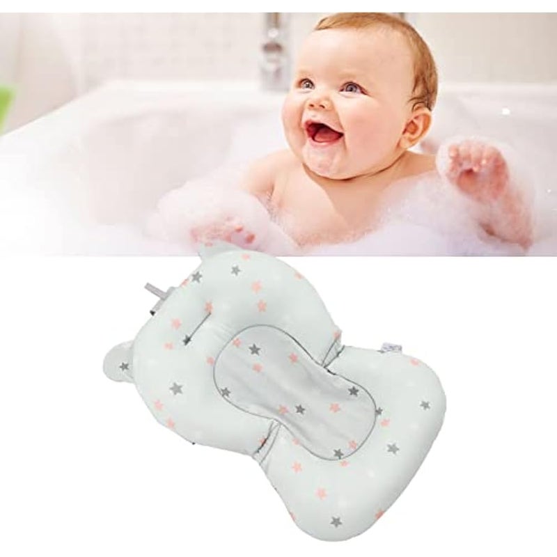 Baby Bath seat Cushion, Foldable Adjustable Infant Bath, Bathing Tub Seat Newborn Bath Anti Slip Cushion Seat for Newborn Baby (Light Blue Stars) - Image 2